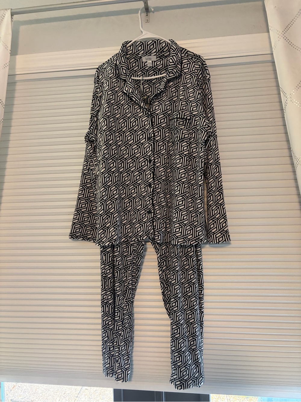 Nicole Miller Black & White Geometric Track Pants Set